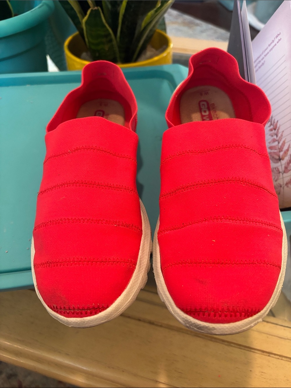 Skechers Slip-On Sneakers in Bright Red